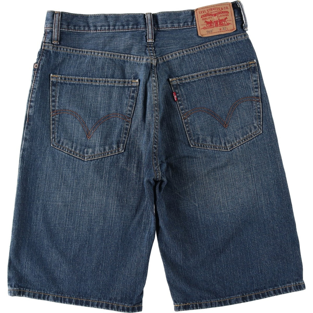 Levi's 569 LOOSE STRAIGHT denim shorts, half pants, jorts, men's w34 equivalent cotton navy blue type Vintage Second Hand