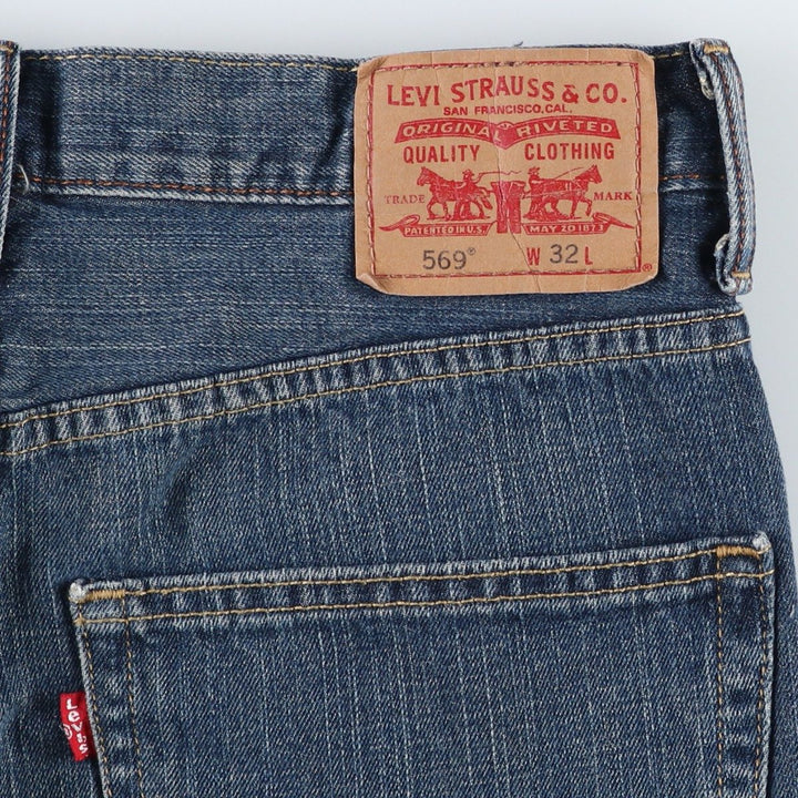 Levi's 569 LOOSE STRAIGHT denim shorts, half pants, jorts, men's w34 equivalent cotton navy blue type Vintage Second Hand