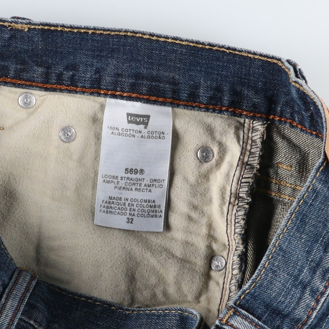 Levi's 569 LOOSE STRAIGHT denim shorts, half pants, jorts, men's w34 equivalent cotton navy blue type Vintage Second Hand