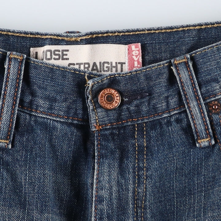 Levi's 569 LOOSE STRAIGHT denim shorts, half pants, jorts, men's w34 equivalent cotton navy blue type Vintage Second Hand