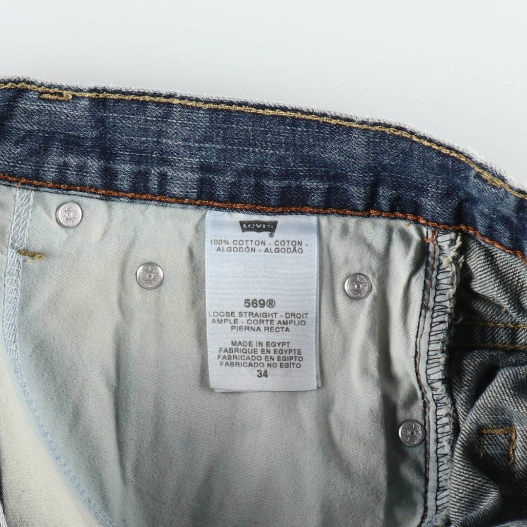 Levi's 569 LOOSE STRAIGHT denim shorts, half pants, jorts, men's w34 equivalent cotton navy blue type Vintage Second Hand