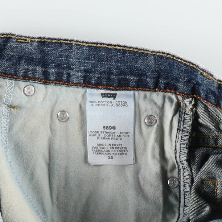 Levi's 569 LOOSE STRAIGHT denim shorts, half pants, jorts, men's w34 equivalent cotton navy blue type Vintage Second Hand