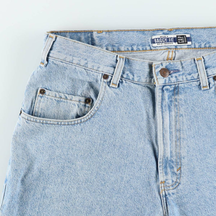 90s-00'S GAP DENIM BAGGY FIT denim shorts, men's size W35 (approx.) unclear blue type Vintage Second Hand