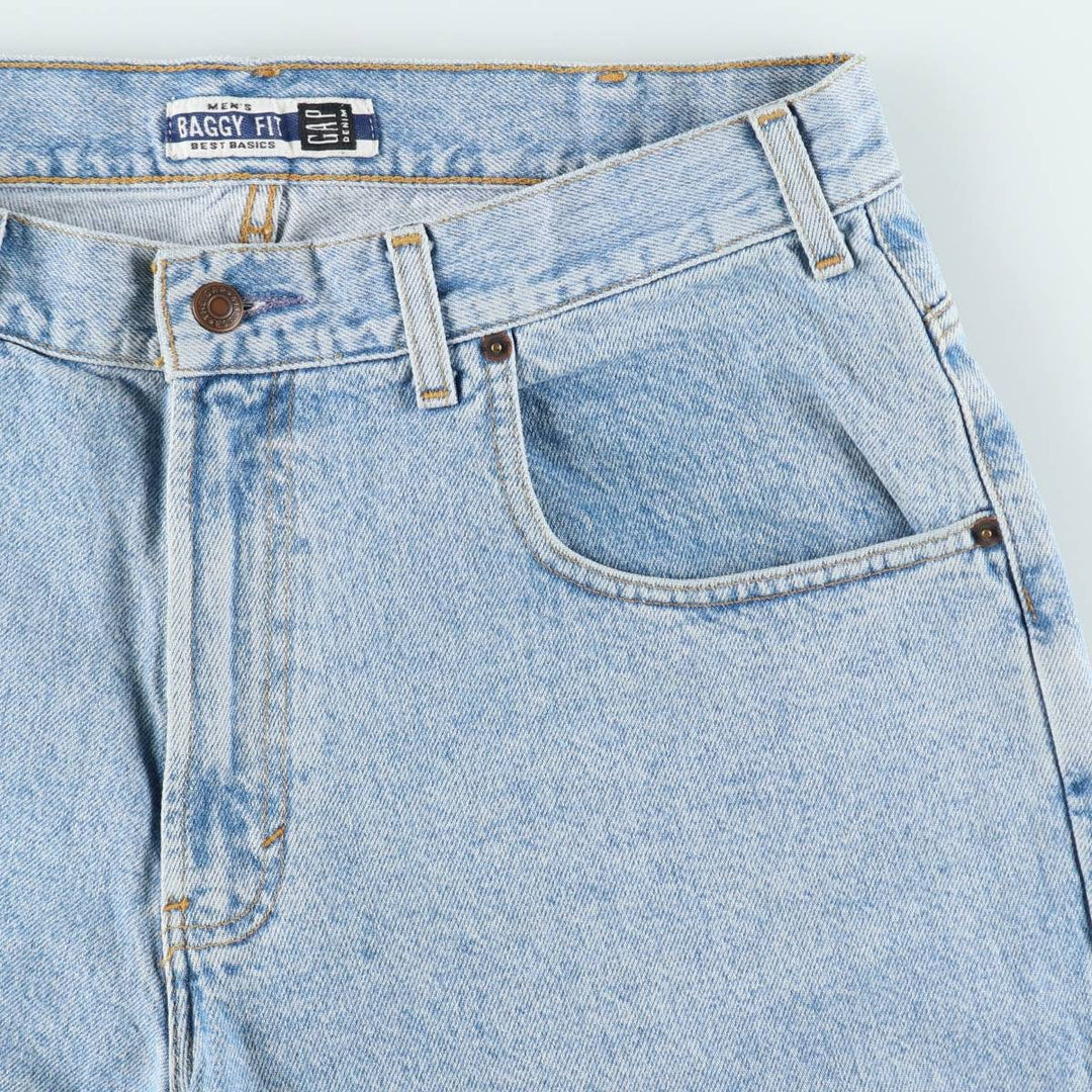 90s-00'S GAP DENIM BAGGY FIT denim shorts, men's size W35 (approx.) unclear blue type Vintage Second Hand
