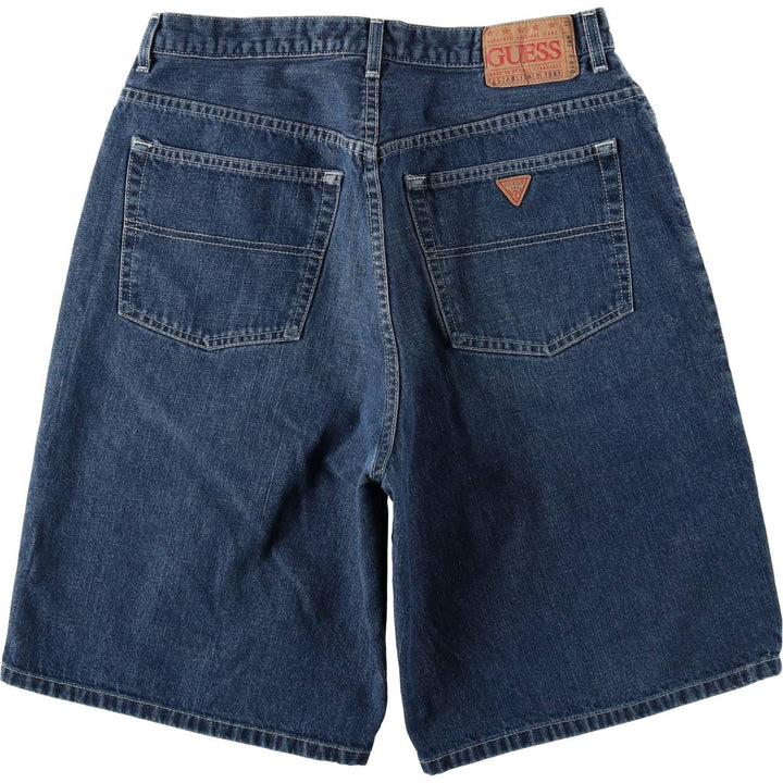 90'S Guess Jeans denim shorts, half pants, made in USA, men's size W34 equivalent, vintage. cotton blue type Vintage Second Hand