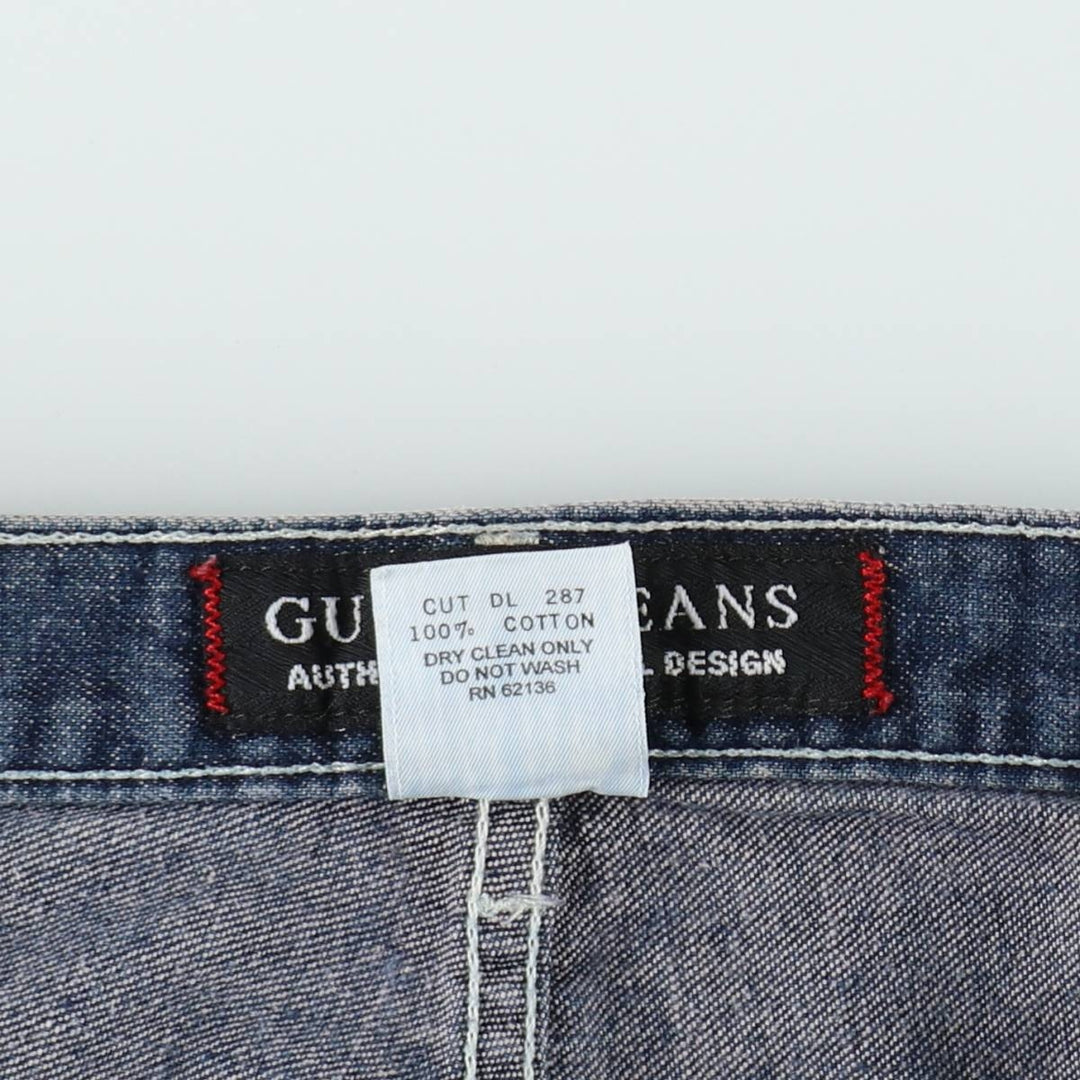 90'S Guess Jeans denim shorts, half pants, made in USA, men's size W34 equivalent, vintage. cotton blue type Vintage Second Hand