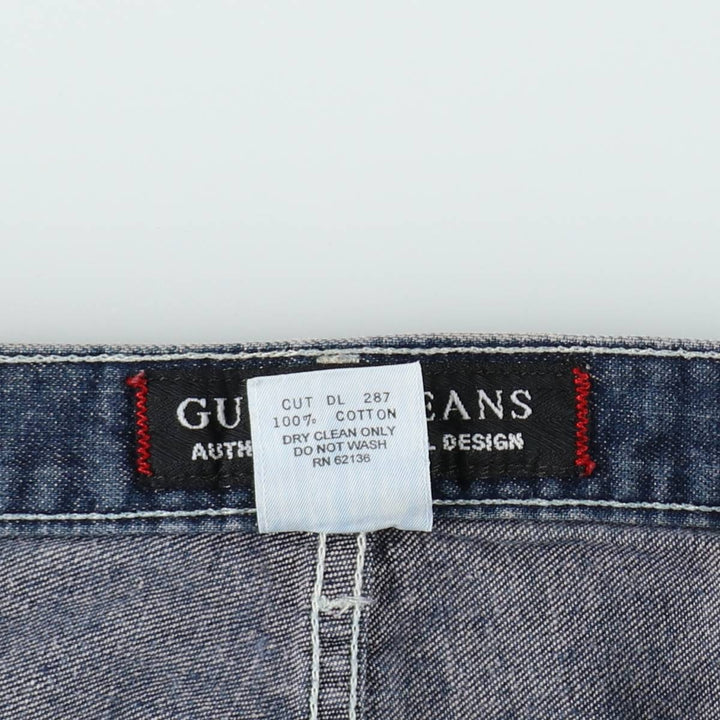 90'S Guess Jeans denim shorts, half pants, made in USA, men's size W34 equivalent, vintage. cotton blue type Vintage Second Hand