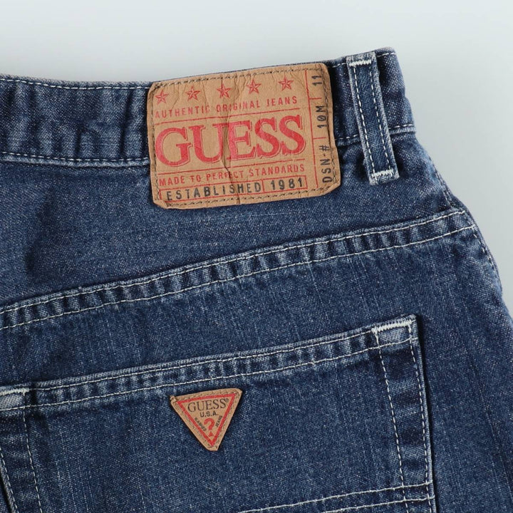 90'S Guess Jeans denim shorts, half pants, made in USA, men's size W34 equivalent, vintage. cotton blue type Vintage Second Hand