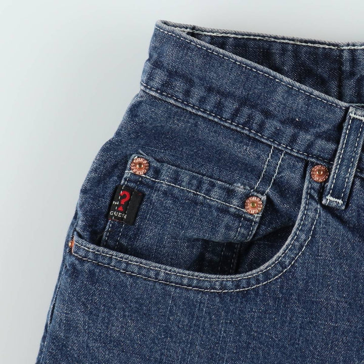 90'S Guess Jeans denim shorts, half pants, made in USA, men's size W34 equivalent, vintage. cotton blue type Vintage Second Hand