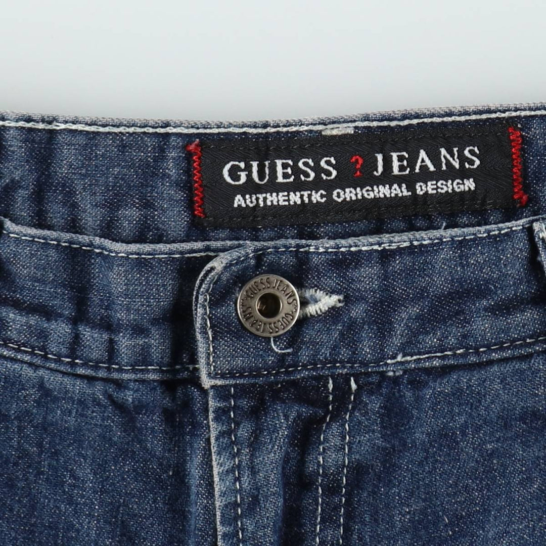 90'S Guess Jeans denim shorts, half pants, made in USA, men's size W34 equivalent, vintage. cotton blue type Vintage Second Hand