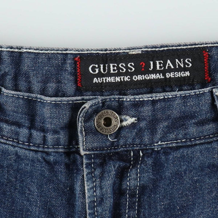 90'S Guess Jeans denim shorts, half pants, made in USA, men's size W34 equivalent, vintage. cotton blue type Vintage Second Hand