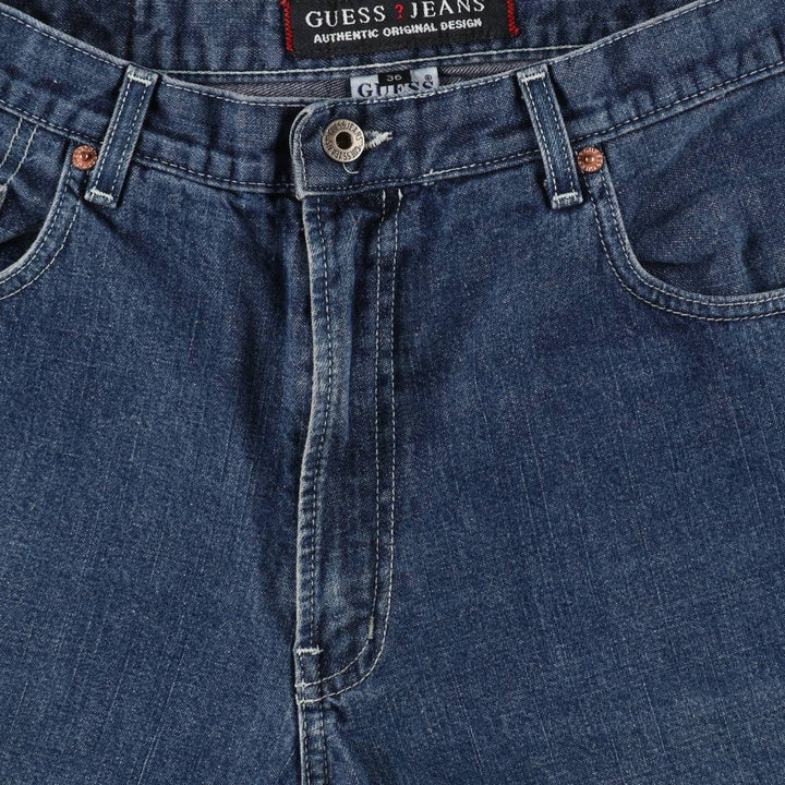 90'S Guess Jeans denim shorts, half pants, made in USA, men's size W34 equivalent, vintage. cotton blue type Vintage Second Hand