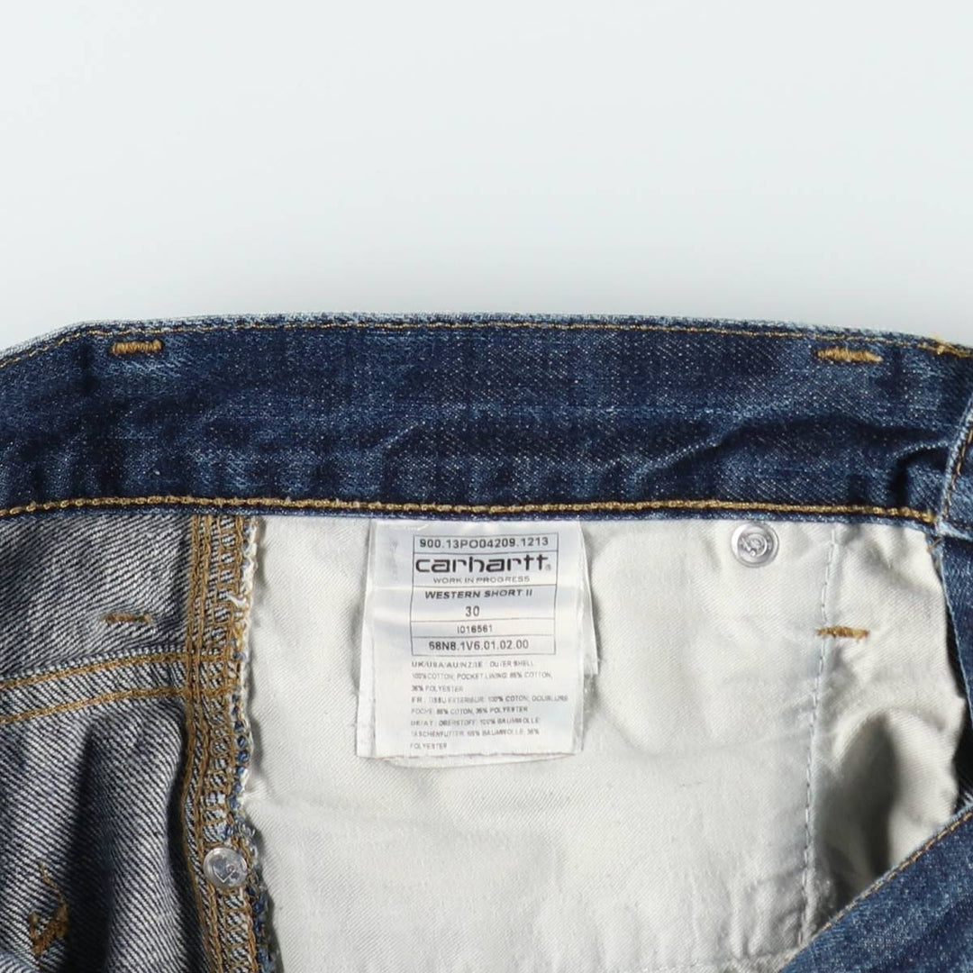 Carhartt Western Short II denim shorts, men's size W33 (approx.) cotton blue type Vintage Second Hand