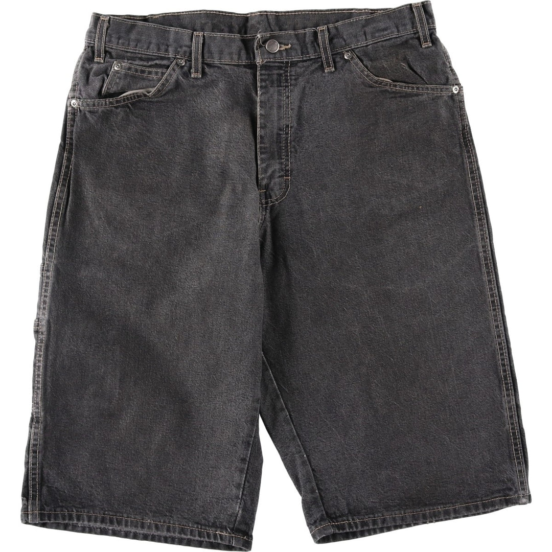 Dickies Loose Fit Black Denim Shorts (Men's W36 equivalent) cotton black type Vintage Second Hand