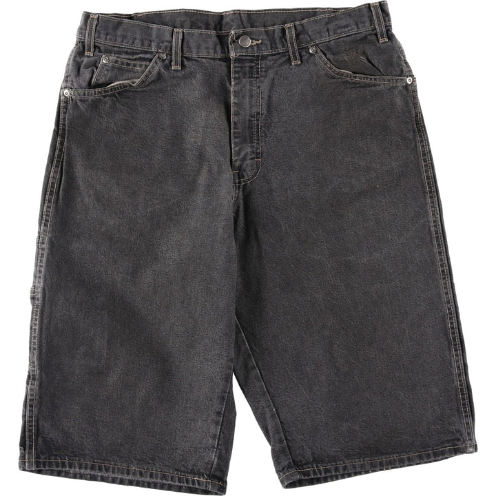 Dickies Loose Fit Black Denim Shorts (Men's W36 equivalent) cotton black type Vintage Second Hand