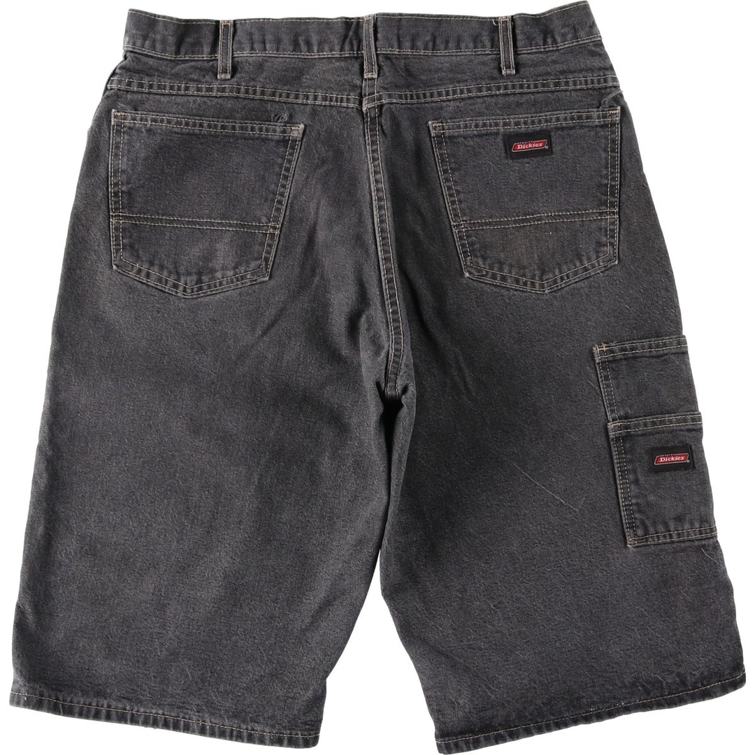 Dickies Loose Fit Black Denim Shorts (Men's W36 equivalent) cotton black type Vintage Second Hand