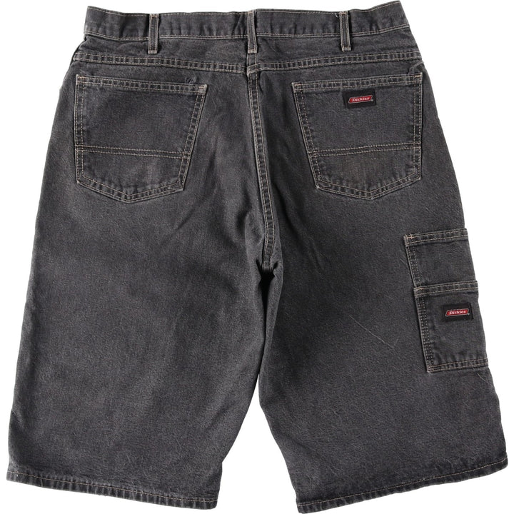 Dickies Loose Fit Black Denim Shorts (Men's W36 equivalent) cotton black type Vintage Second Hand