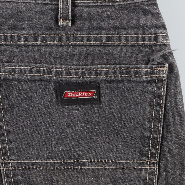 Dickies Loose Fit Black Denim Shorts (Men's W36 equivalent) cotton black type Vintage Second Hand