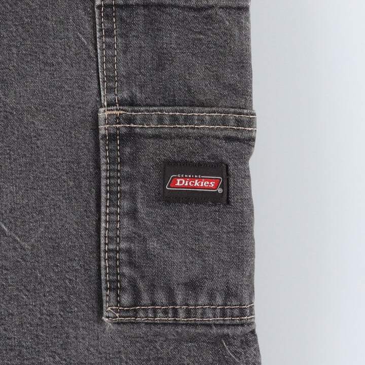 Dickies Loose Fit Black Denim Shorts (Men's W36 equivalent) cotton black type Vintage Second Hand