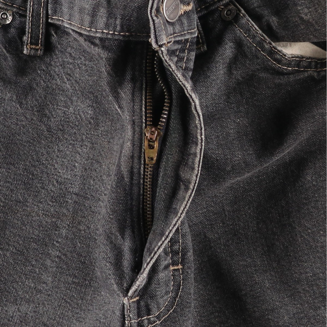 Dickies Loose Fit Black Denim Shorts (Men's W36 equivalent) cotton black type Vintage Second Hand