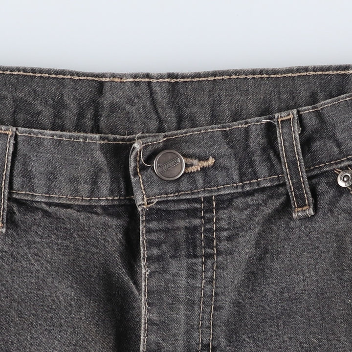 Dickies Loose Fit Black Denim Shorts (Men's W36 equivalent) cotton black type Vintage Second Hand