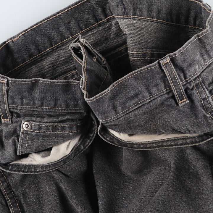 Dickies Loose Fit Black Denim Shorts (Men's W36 equivalent) cotton black type Vintage Second Hand