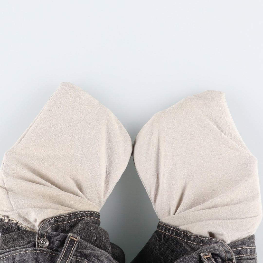 Dickies Loose Fit Black Denim Shorts (Men's W36 equivalent) cotton black type Vintage Second Hand