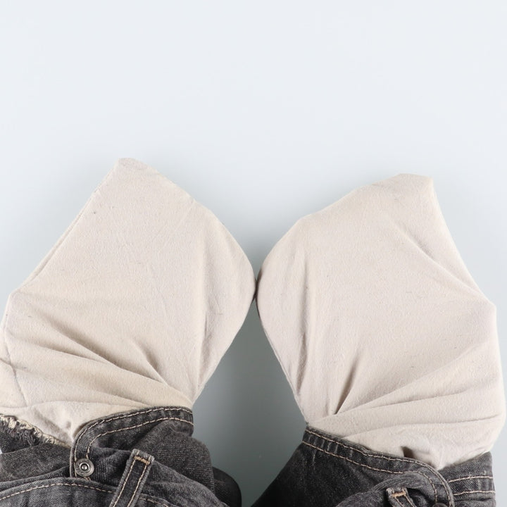 Dickies Loose Fit Black Denim Shorts (Men's W36 equivalent) cotton black type Vintage Second Hand