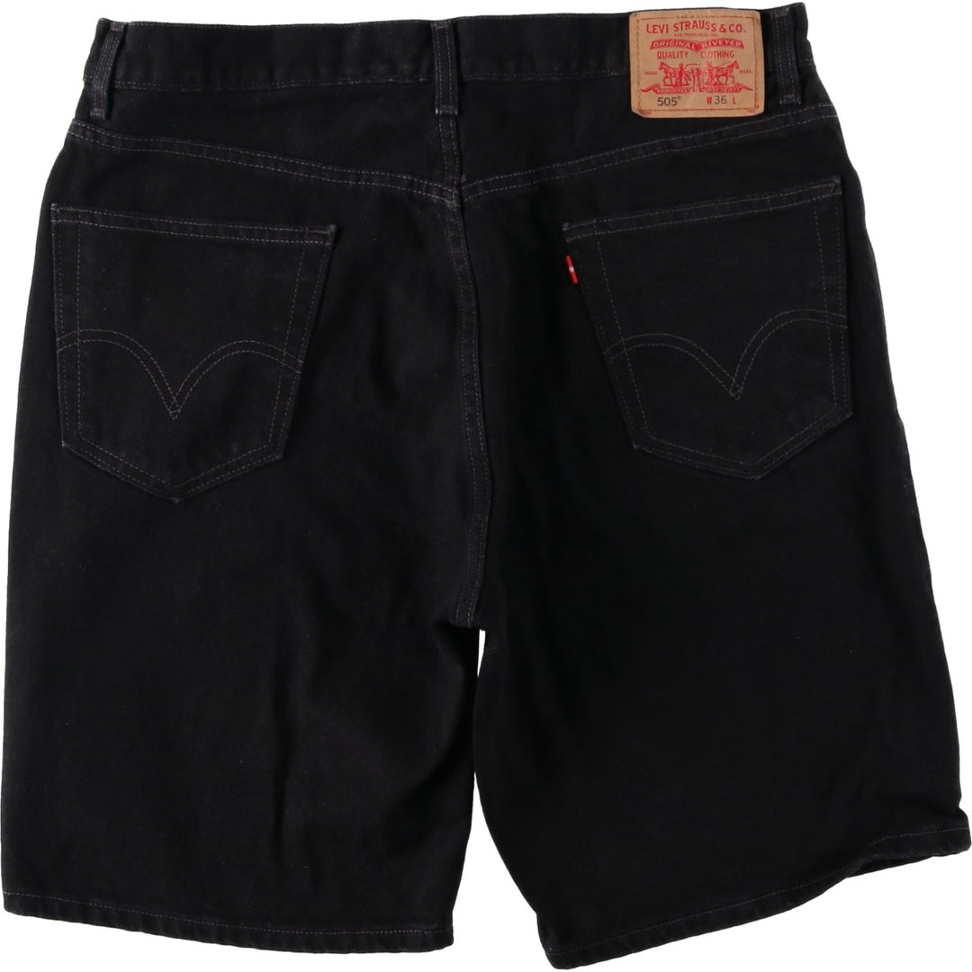 Levi's 505 Regular Fit Black Denim Shorts (Men's size W37 equivalent) cotton black type Vintage Second Hand
