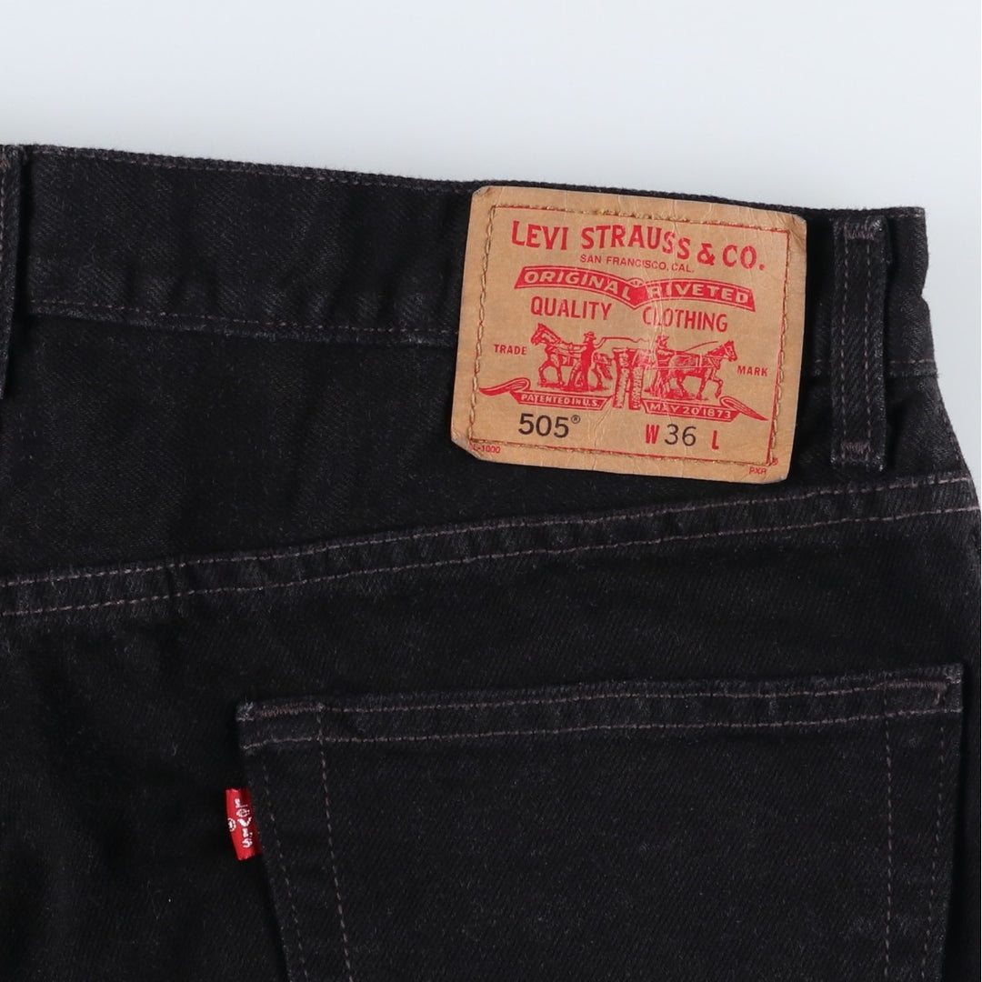 Levi's 505 Regular Fit Black Denim Shorts (Men's size W37 equivalent) cotton black type Vintage Second Hand