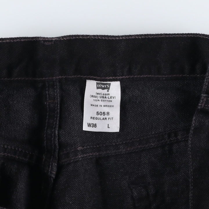 Levi's 505 Regular Fit Black Denim Shorts (Men's size W37 equivalent) cotton black type Vintage Second Hand