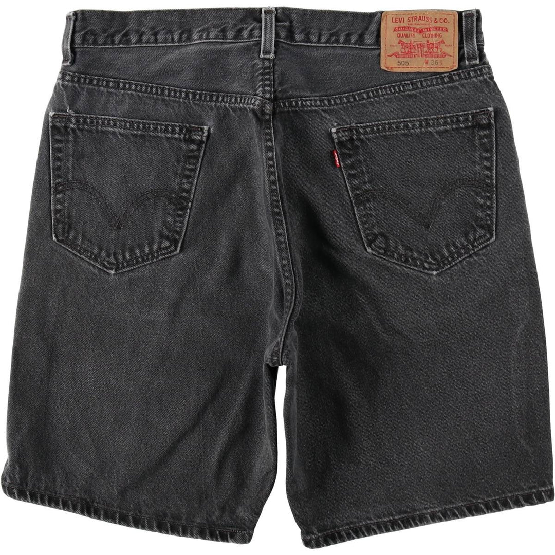 2000'S Levi's 505 Regular Fit Black Denim Shorts, Men's Size W36 (approx.), Zipper Fly cotton black type Vintage Second Hand