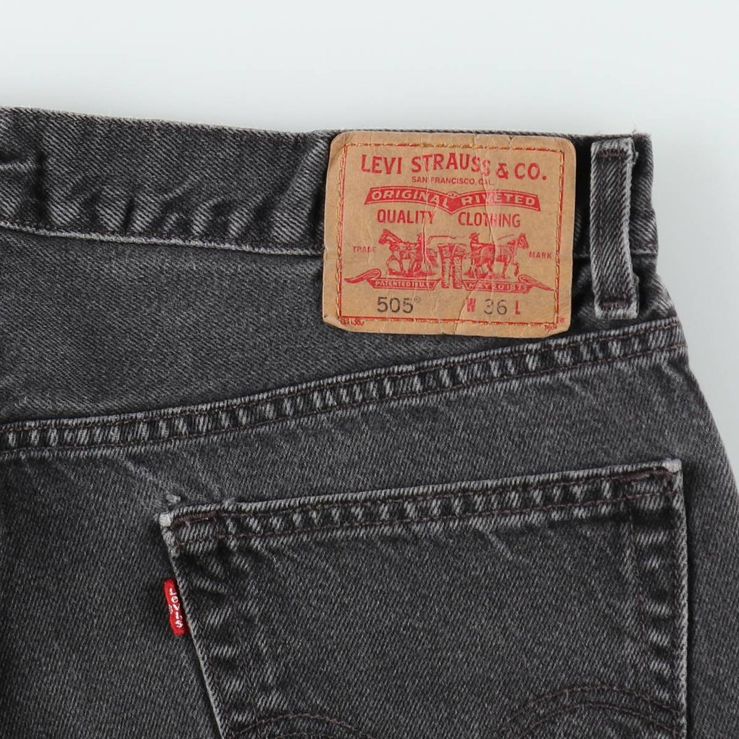 2000'S Levi's 505 Regular Fit Black Denim Shorts, Men's Size W36 (approx.), Zipper Fly cotton black type Vintage Second Hand