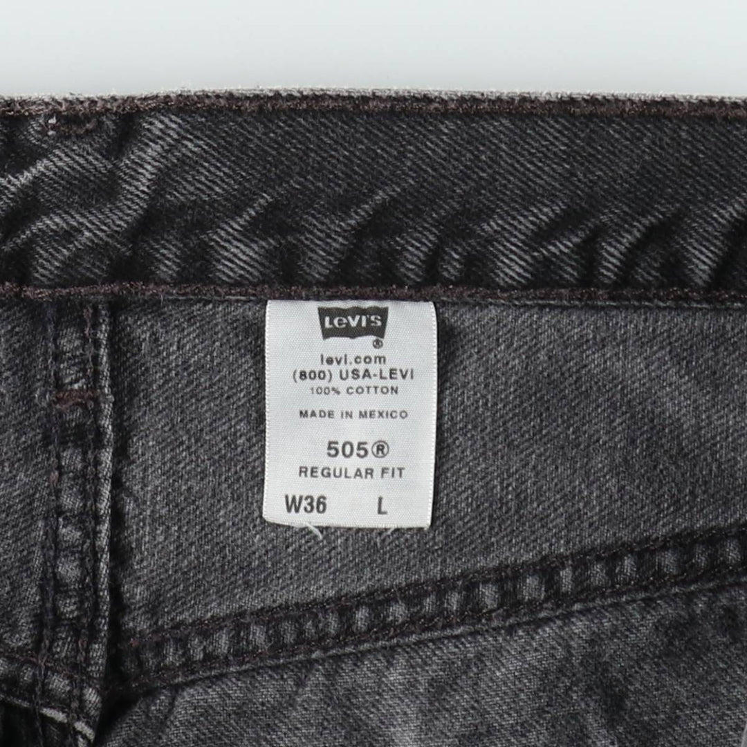 2000'S Levi's 505 Regular Fit Black Denim Shorts, Men's Size W36 (approx.), Zipper Fly cotton black type Vintage Second Hand