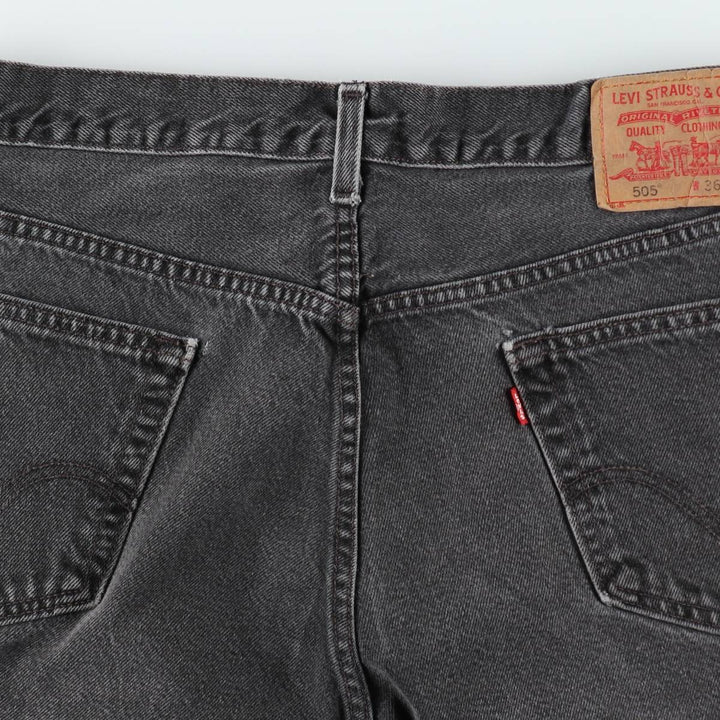 2000'S Levi's 505 Regular Fit Black Denim Shorts, Men's Size W36 (approx.), Zipper Fly cotton black type Vintage Second Hand