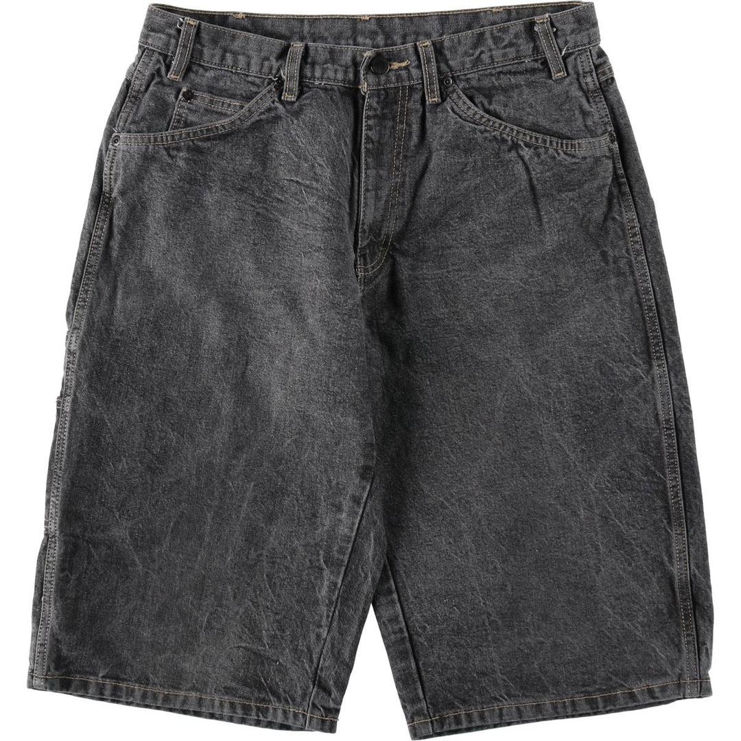Dickies logo patch black denim shorts, men's size W33 (approx.). cotton black type Vintage Second Hand