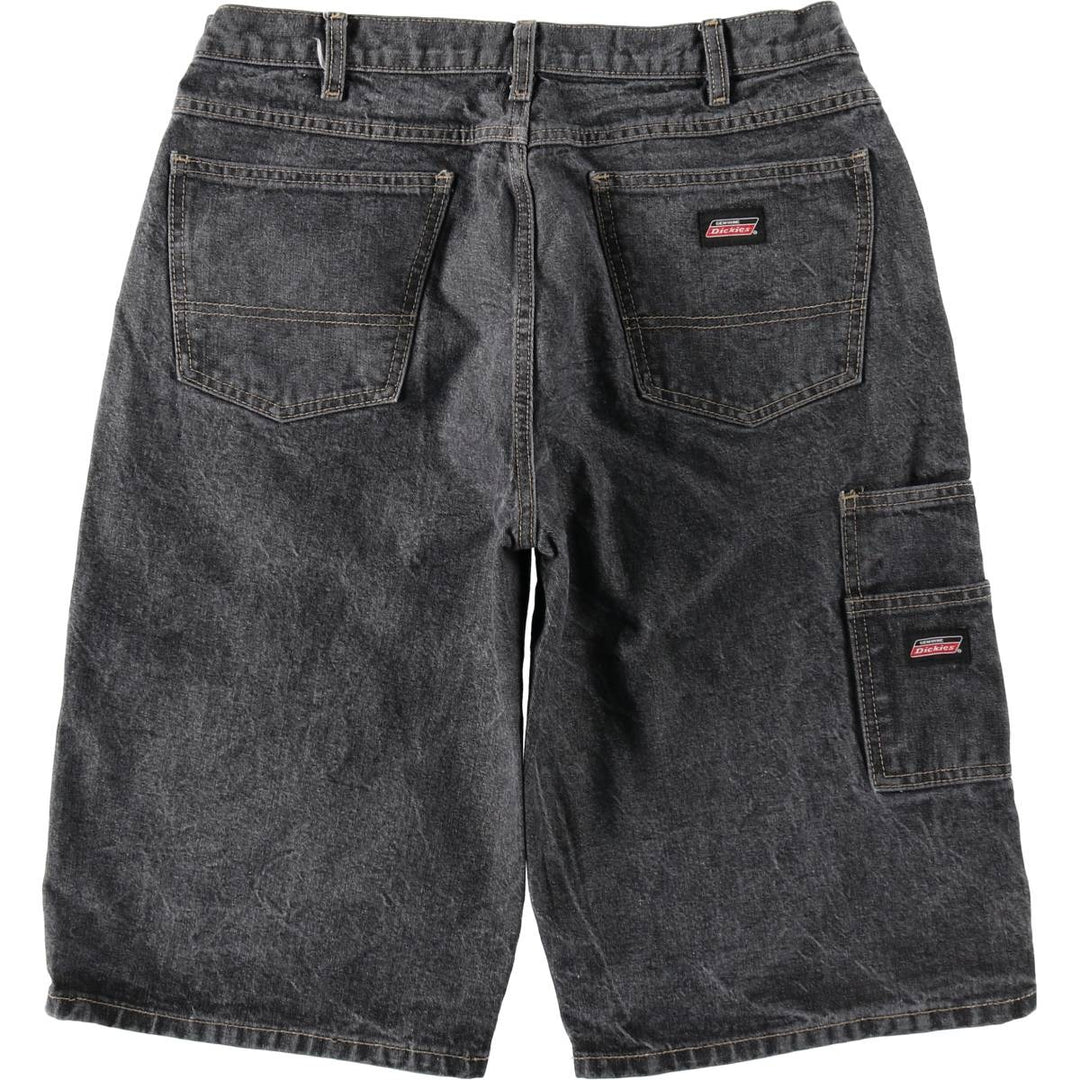 Dickies logo patch black denim shorts, men's size W33 (approx.). cotton black type Vintage Second Hand