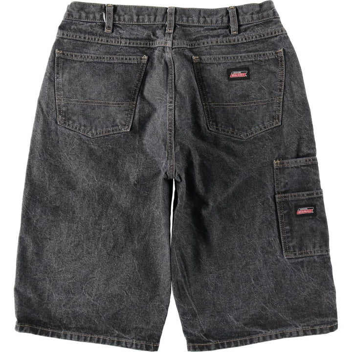 Dickies logo patch black denim shorts, men's size W33 (approx.). cotton black type Vintage Second Hand