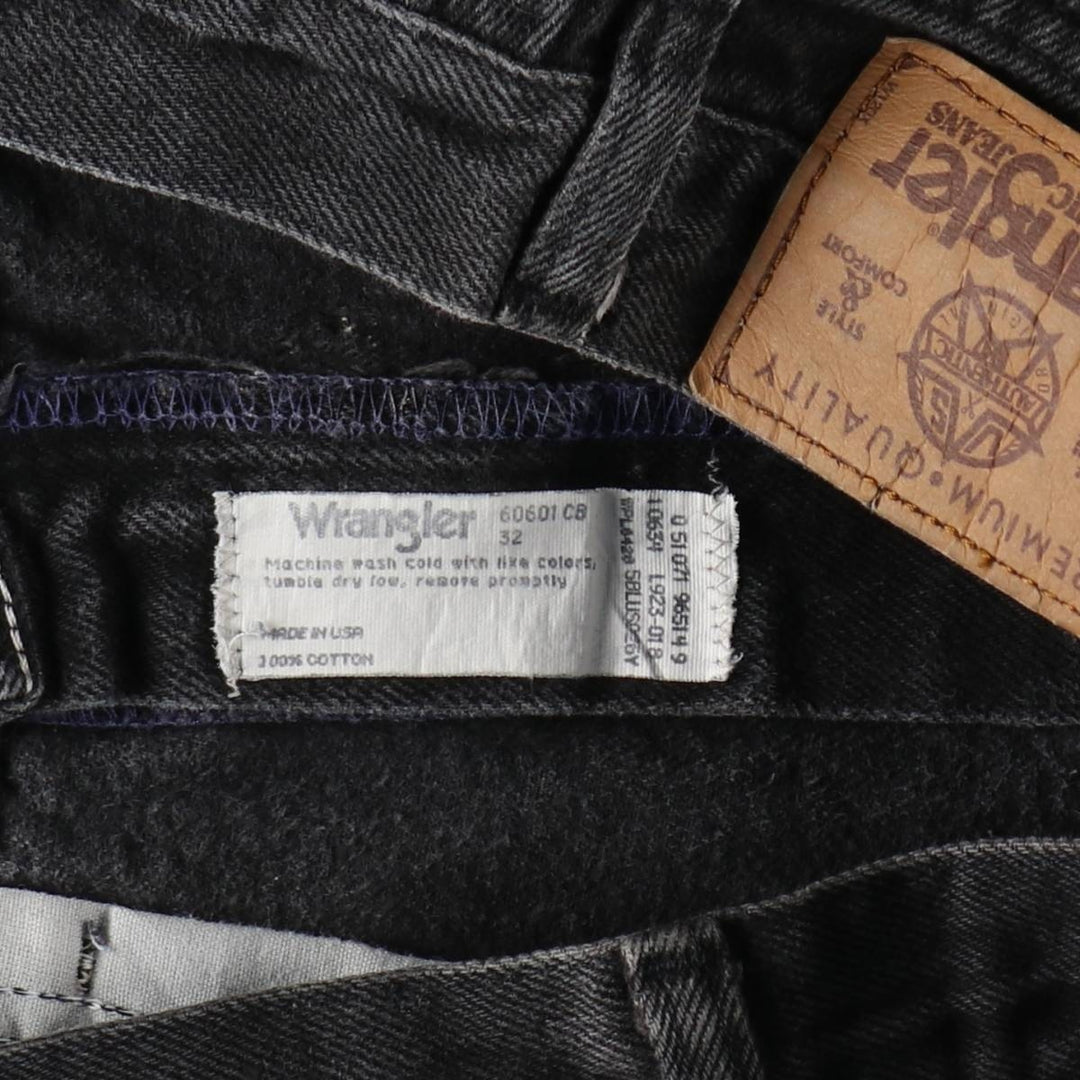 80s-90'S Wrangler Black Denim Shorts, Made in USA, Men's Size W32 (approx.), Vintage cotton black type Vintage Second Hand
