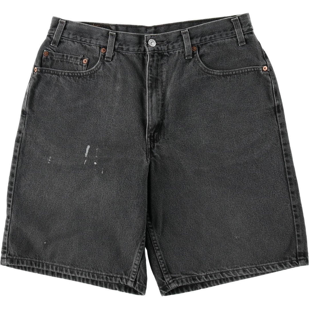 Levi's 550 Black Denim Shorts, Men's Size W34 (approx.), Vintage unclear black type Vintage Second Hand