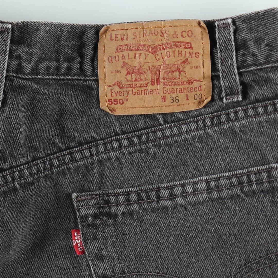 Levi's 550 Black Denim Shorts, Men's Size W34 (approx.), Vintage unclear black type Vintage Second Hand