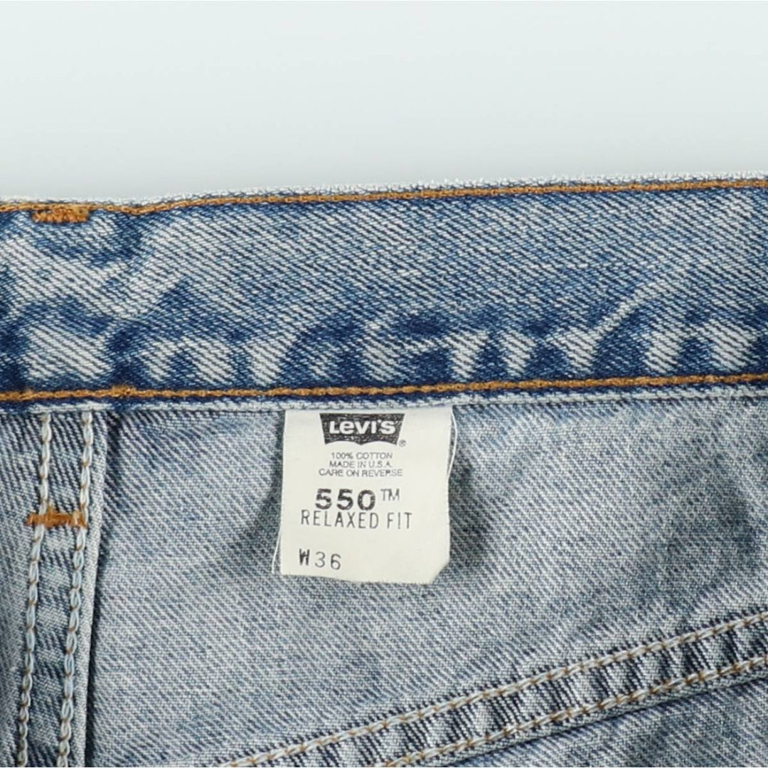 90'S Levi's 550 Relaxed Fit Denim Shorts, Made in USA, Men's W35 (approx.), Vintage. cotton blue type Vintage Second Hand