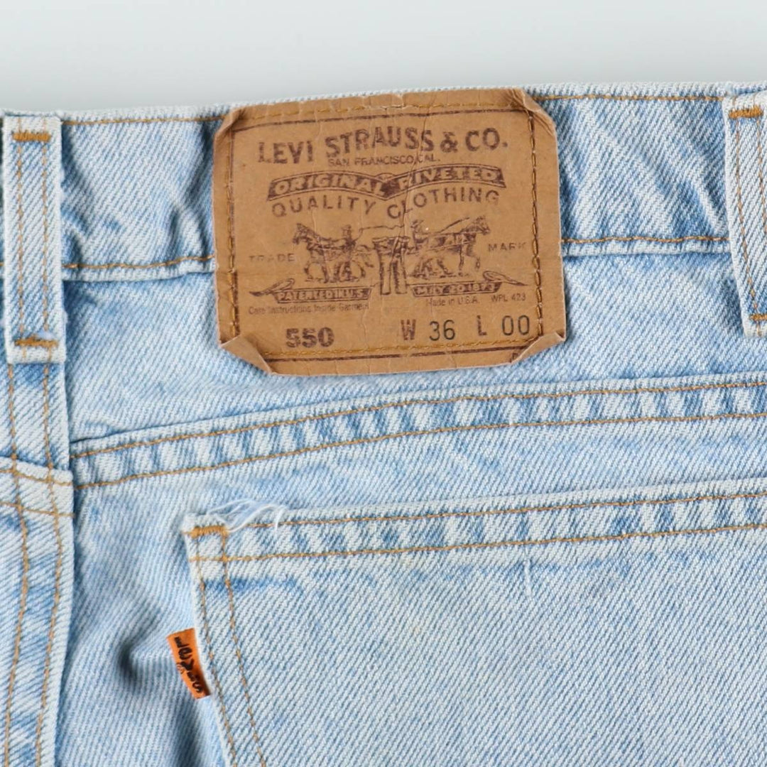 90'S Levi's 550 Orange Tab Denim Shorts, Half Pants, Made in USA, Men's W36 (approx.), Vintage cotton blue type Vintage Second Hand