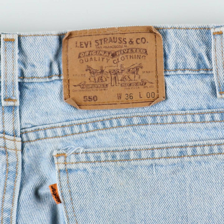 90'S Levi's 550 Orange Tab Denim Shorts, Half Pants, Made in USA, Men's W36 (approx.), Vintage cotton blue type Vintage Second Hand