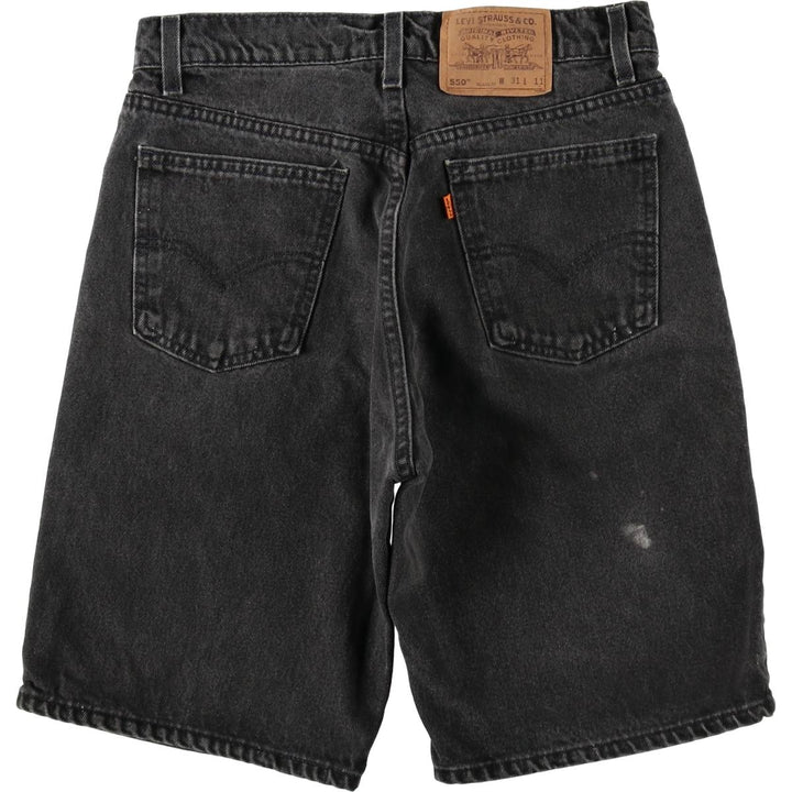 90'S Levi's 550 Relaxed Fit Orange Tab Black Denim Shorts, Made in USA, Men's W30 (approx.) cotton black type Vintage Second Hand