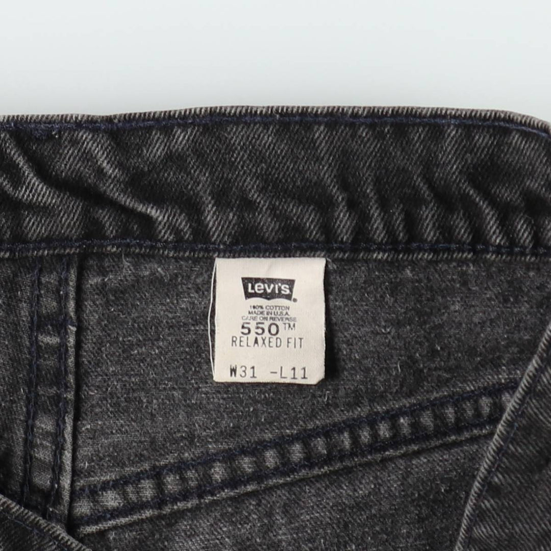 90'S Levi's 550 Relaxed Fit Orange Tab Black Denim Shorts, Made in USA, Men's W30 (approx.) cotton black type Vintage Second Hand