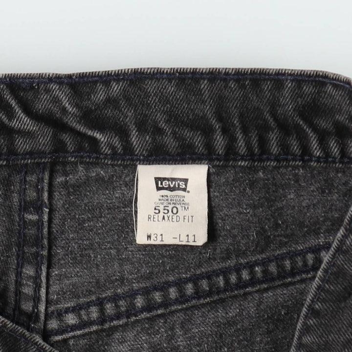 90'S Levi's 550 Relaxed Fit Orange Tab Black Denim Shorts, Made in USA, Men's W30 (approx.) cotton black type Vintage Second Hand