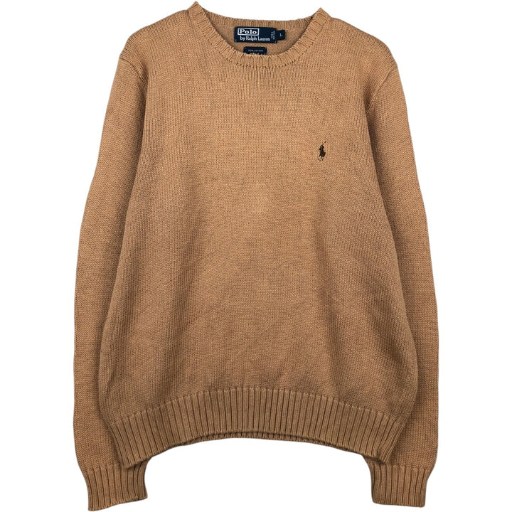 Ralph Lauren POLO by Ralph Lauren Cotton Knit Sweater Men's L size cotton walnut Vintage Second Hand