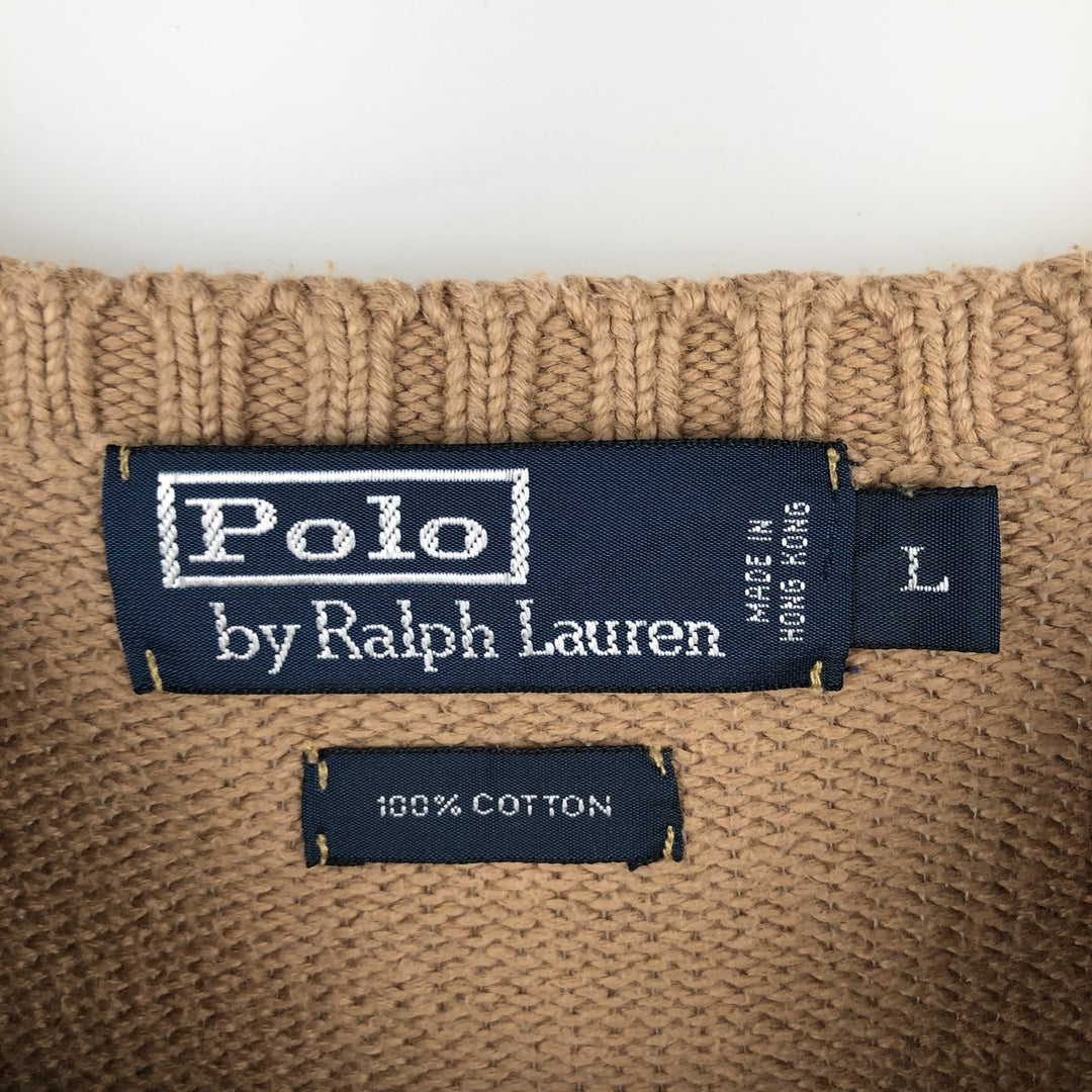 Ralph Lauren POLO by Ralph Lauren Cotton Knit Sweater Men's L size cotton walnut Vintage Second Hand