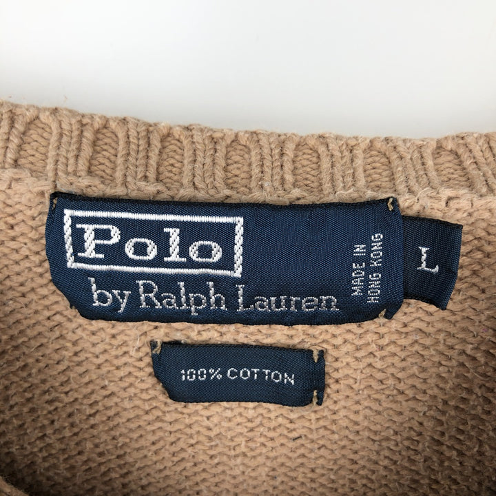 Ralph Lauren POLO by Ralph Lauren Cotton Knit Sweater Men's L size cotton walnut Vintage Second Hand